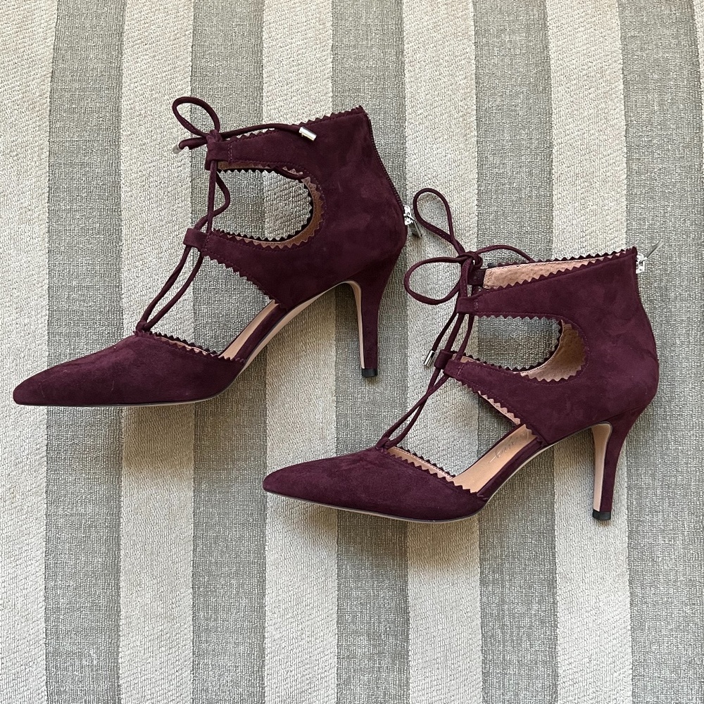 Arturo Chiang Malbec Suede Cocktail 3” heels Size 9 NWOT
